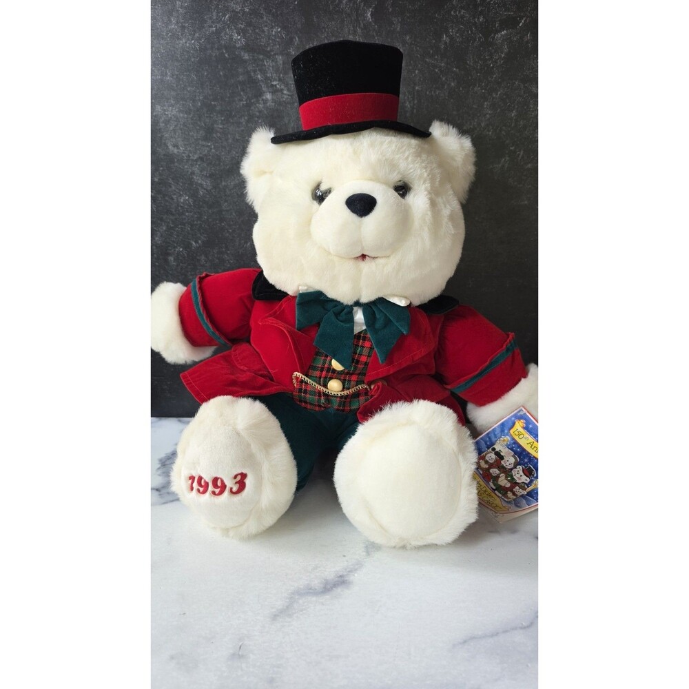 Kmart Plush White Bear Charles Dickens Christmas Carol 150th Anniversary Vintage